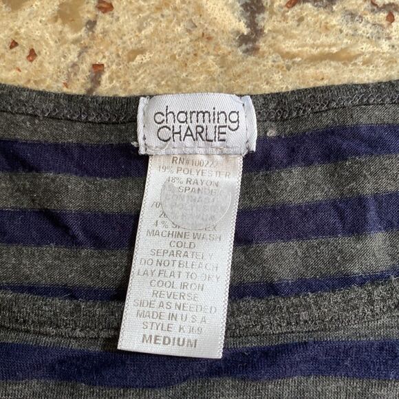 Charming Charlie 3/4 Length Sleeve Striped Top - Picture 2 of 3